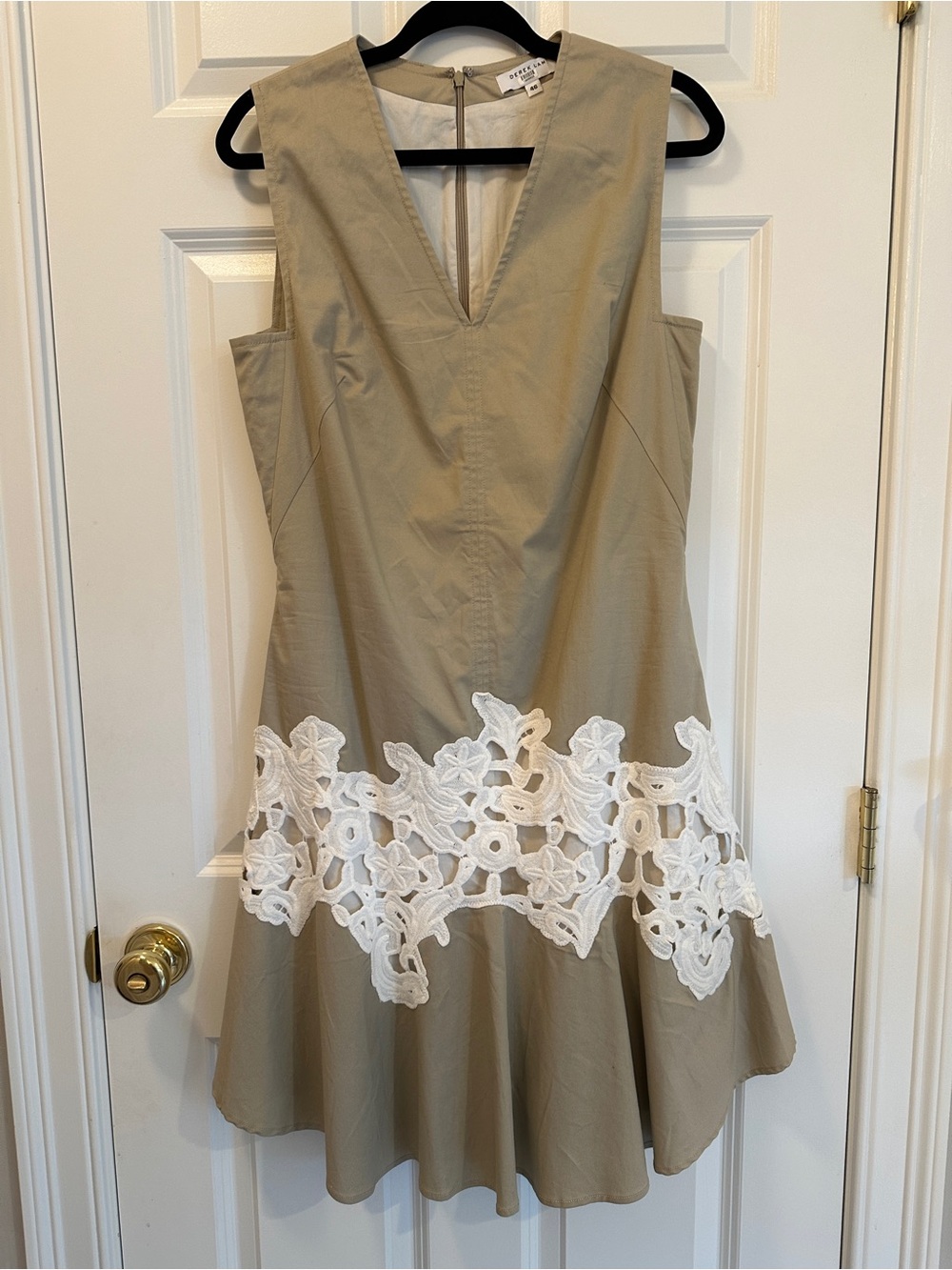 Derek Lam Taupe Dress with Cream Floral Lace